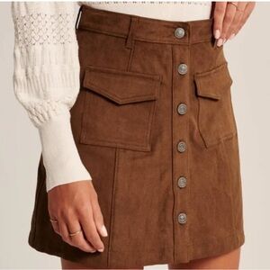 Abercrombie & Fitch Brown Mini Skirt with Button Detail